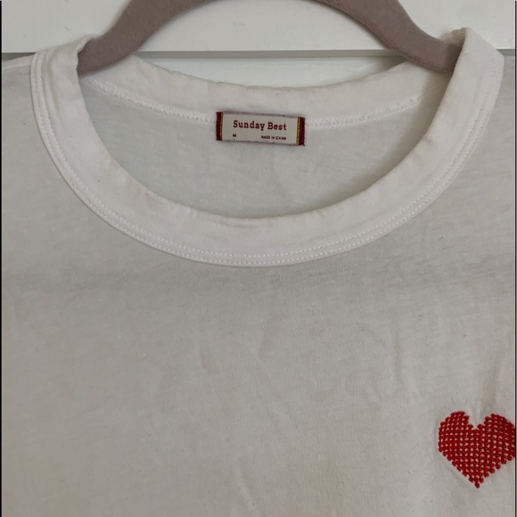 Aritzia Sunday Best Candy T-Shirt white+red heart - Picture 2 of 2